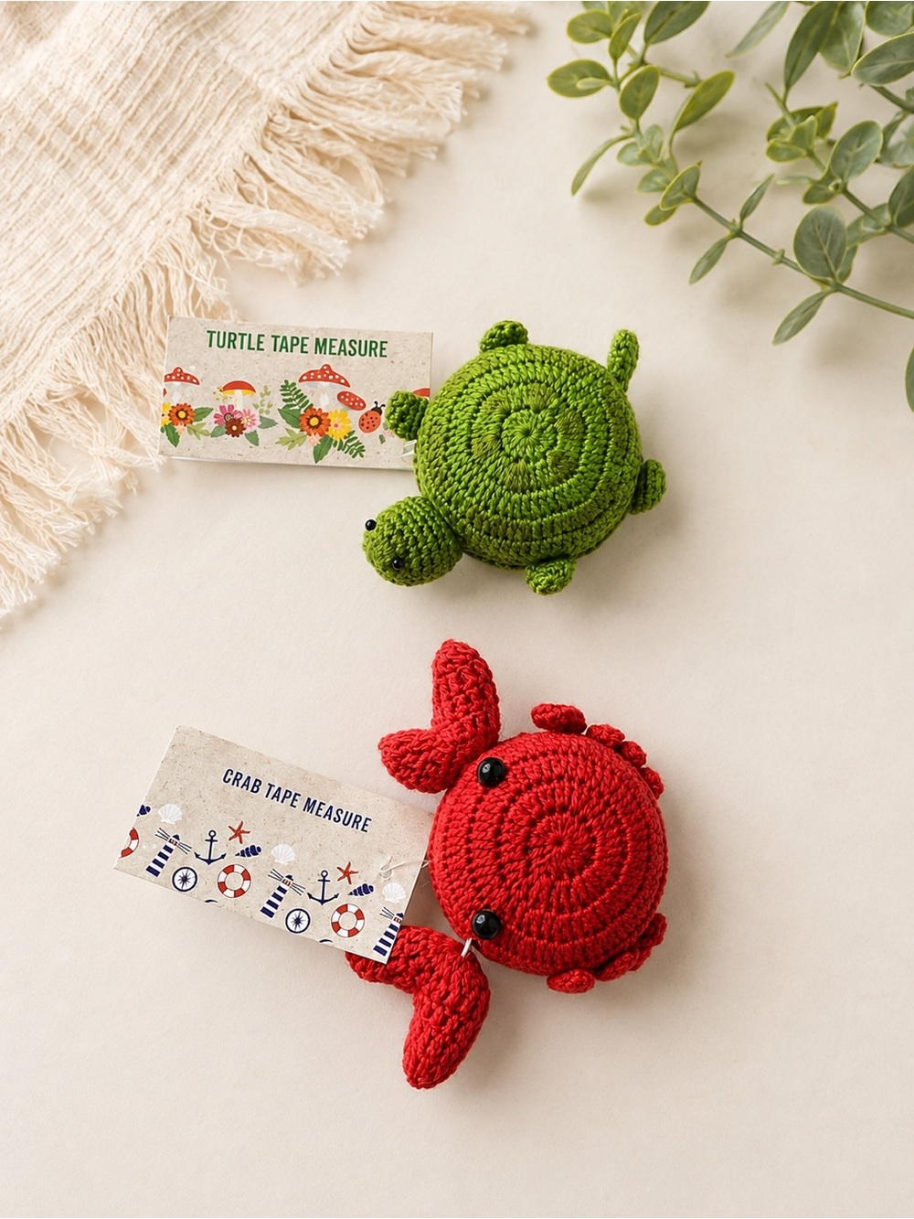 Crochet Turtle 🐢 & Crab 🦀 Retractable Tape Measures
